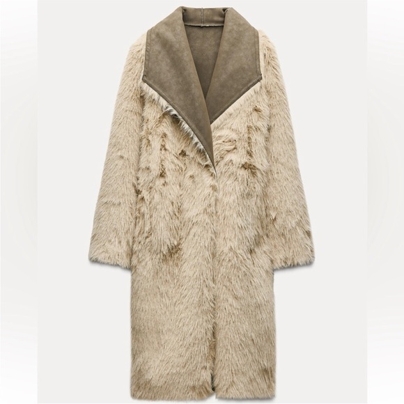 ZARA DOUBLE-FACED REVERSIBLE LONG COAT - Picture 5 of 7